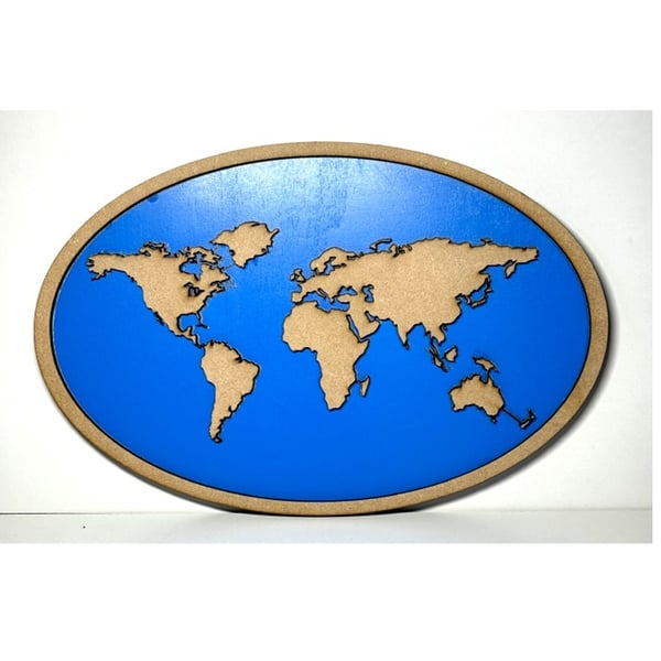 Oval World Map – Elegant Wooden Wall Art