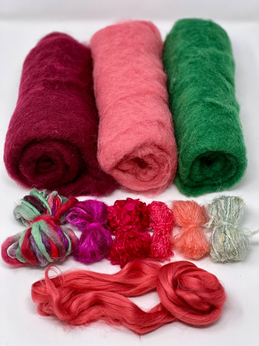 Bowl Kit: Felt Bowl on a Ball Rose Pink, Red and Green Materials Kit