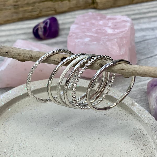 Sterling silver stacking rings set Stackable ring set 925 silver. 