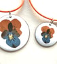  Summer Seconds - Circular Floral Enamelled Pendant - Pansy  - Image 3