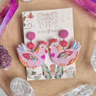Funky Colourful Chicken Polymer Clay earrings