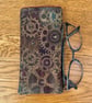 Steampunk Cogs Print Quilted Fabric Glasses Case - Image 1