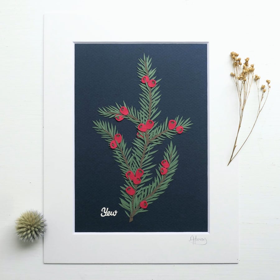 Botanical Papercut - Yew Tree - Original Art