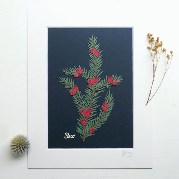 Botanical Papercut - Yew Tree - Original Art