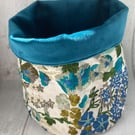Medium reversible fabric storage basket. For plants, crafts, cosmetics etc