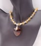 Jewellery Set with Yellow Topaz Beads, Cones and a Golden Brown Crystal Heart - Image 5