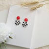 Gloss Red & Heart Print Stud Dangles