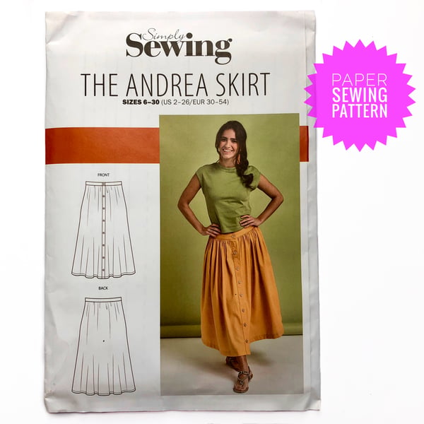 Sewing Pattern, The Andrea Skirt, paper dressmaking pattern