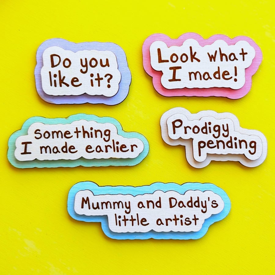 Children's Artwork Fridge Magnet Keepsake Pastel Colours