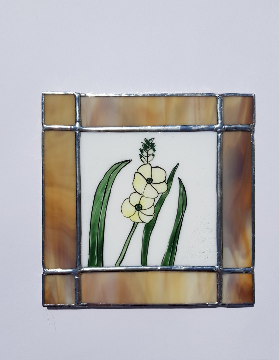 220 Stained Glass Gladioli painting - handmade hanging decoration.