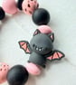 Batty Pink! Silicone Bead Bracelet - Image 3