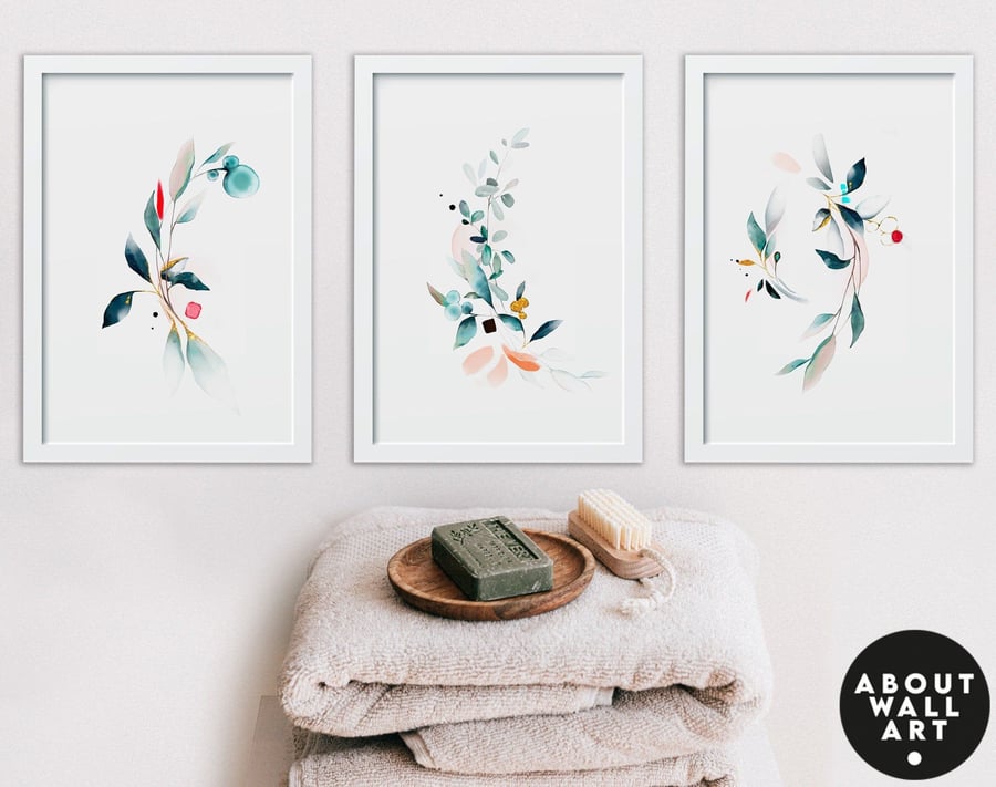 Spa Bathroom decor, Bathroom wall decor, Botanical bathroom art, Bathroom prints