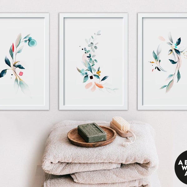 Spa Bathroom decor, Bathroom wall decor, Botanical bathroom art, Bathroom prints