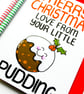 Christmas Card For Grandparnts, Godparents Funny Cute Christmas Pudding Card  - Image 3