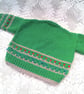 V-Neck Jumper with Flower Pattern at Hem and Cuffs, Baby Shower Gift, Baby Gift - Image 2