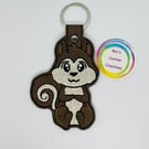 Embroidered squirrel Keyring design 