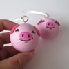2x Pig Piggy Piglet Pink Christmas Bauble Tree Decoration Xmas Farm Animal