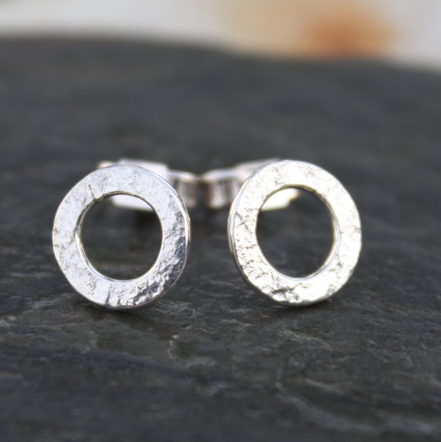Silver stud earrings circles