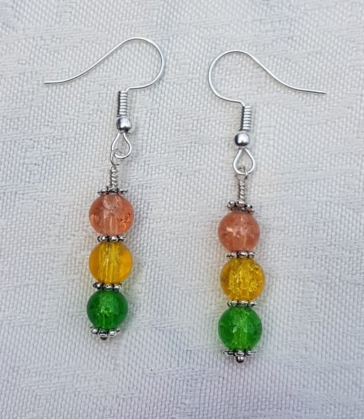 Gorgeous Orange Spectrum Earrings - Silver tone No8