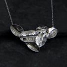 Statement Leaf and Sterling Silver Bib Necklace 