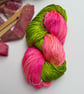 Hand dyed pure mulberry silk yarn. Shiny Luxurious Hypoallergenic, Neon Pink 