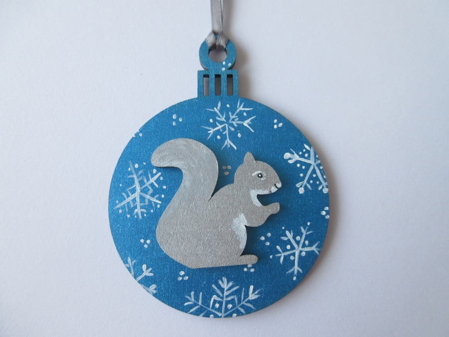 Squirrel Christmas Bauble Decoration Hanging Decoration Silver Squirrel