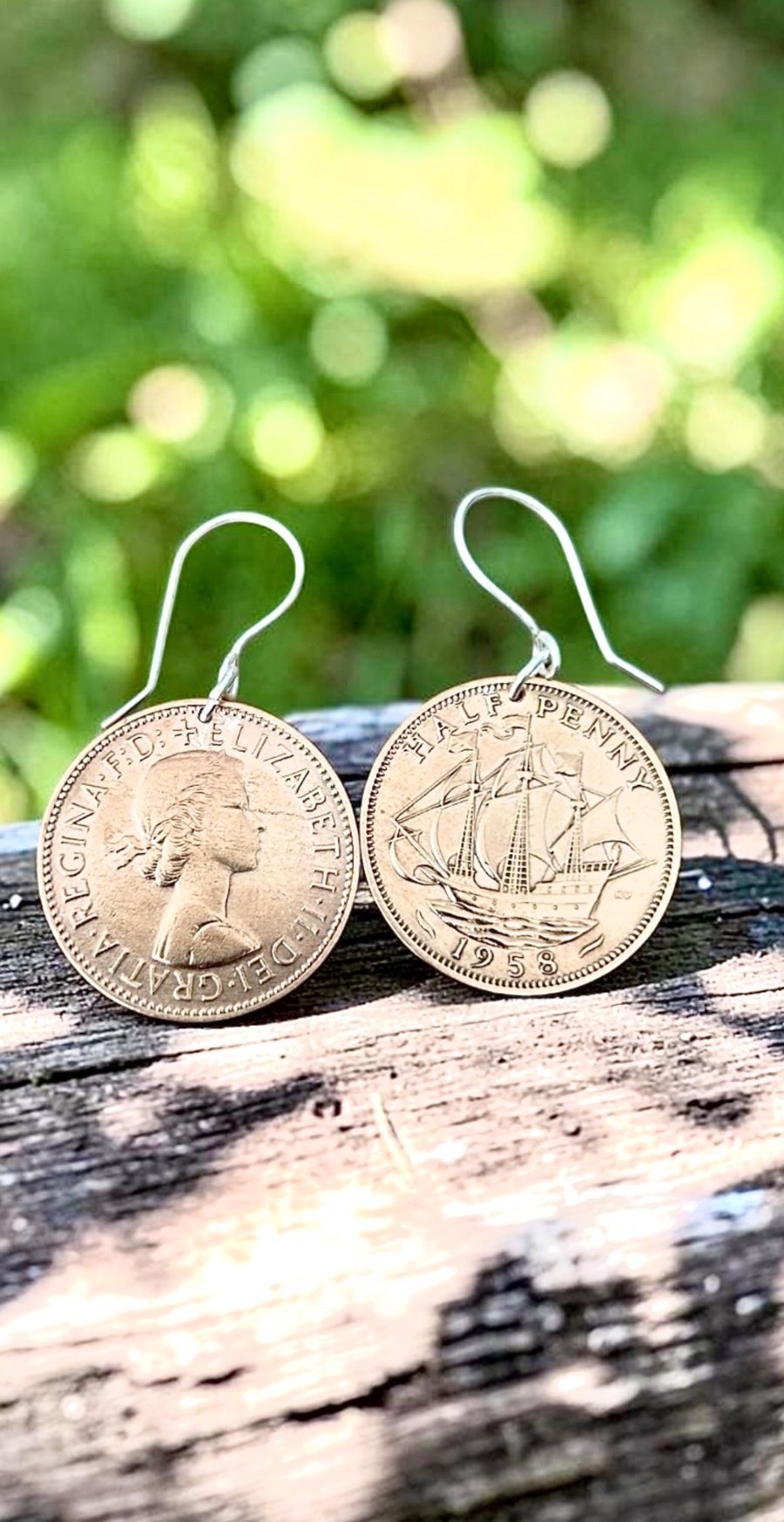 Sterling Silver & Copper Half Penny 1958 - Birthday Gift - FREEPOST