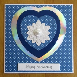 Heart Anniversary Card - 17x17cm - Navy