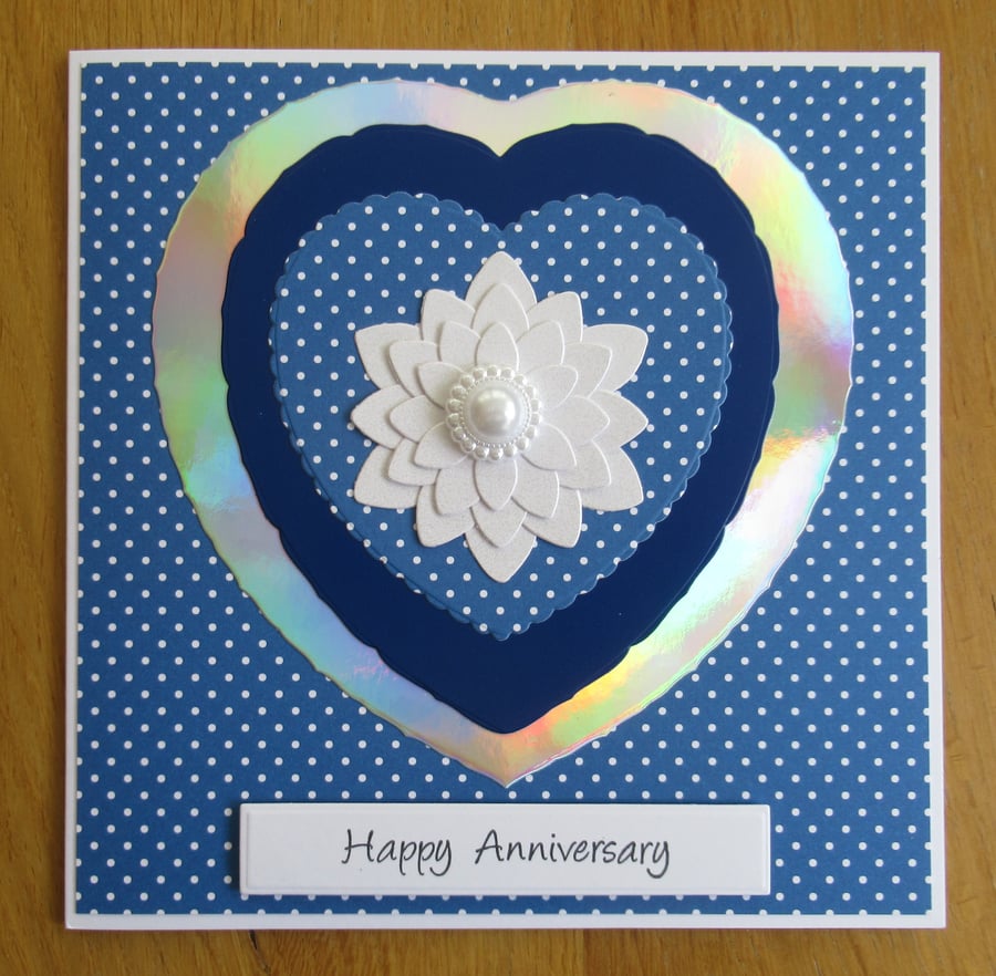Heart Anniversary Card - 17x17cm - Navy
