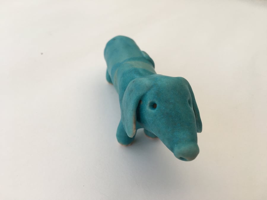 Sausage dog, ceramic dachshund, clay dog, handmade pottery dog