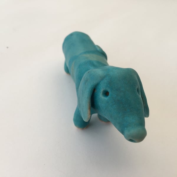 Sausage dog, ceramic dachshund, clay dog, handmade pottery dog