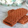 Fingerless  Gloves Knitted Super  Chunky  in Copper