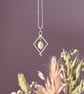 Silver Square & Pearl Pendant on 18" Diamond Cut Ball Chain - Handmade - Image 4