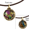 Sale half Price: Revolving Two Sided Dichroic Pendant in Antique Brass.