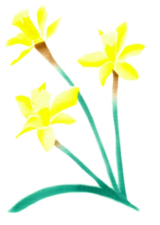 Spring daffs Easter flower botanical handmade card