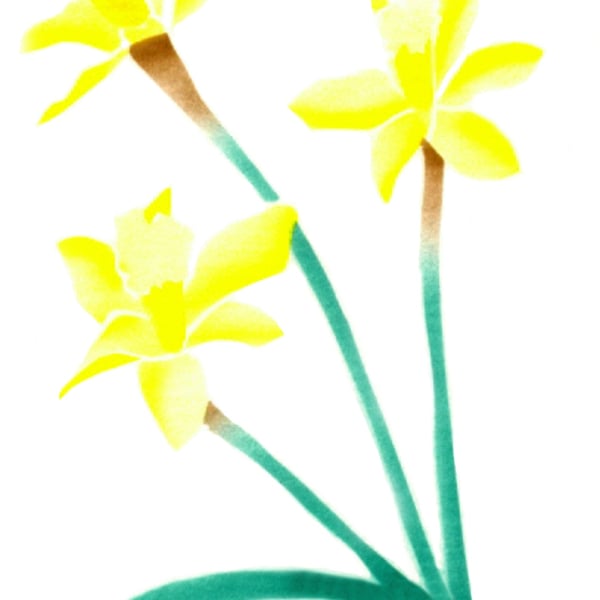 Spring daffs Easter flower botanical handmade card