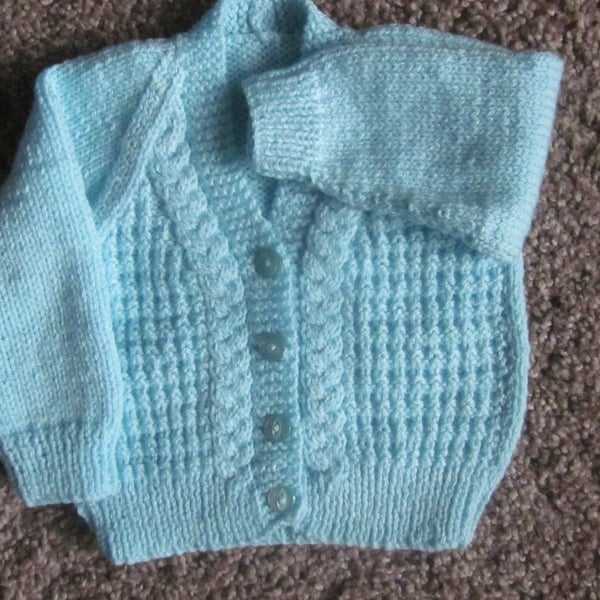 Turquoise cardigan to fit 18" chest