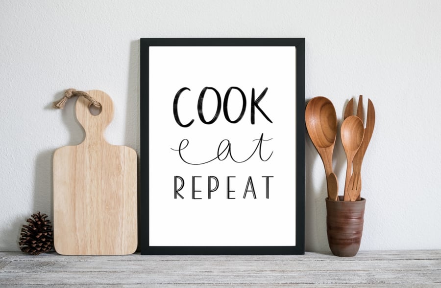 Kitchen Typography Print, Cooking Poster, Gift for Cooking Lover, New Home Gift