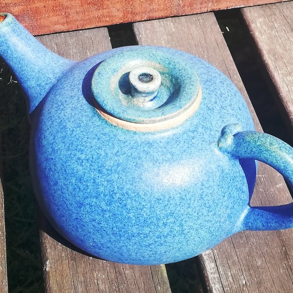 Tactile and beautiful stoneware blue teapot 