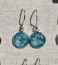 Pressed Flower Resin Earrings, Blue, 304 Stainless Steel, Made in Scotland