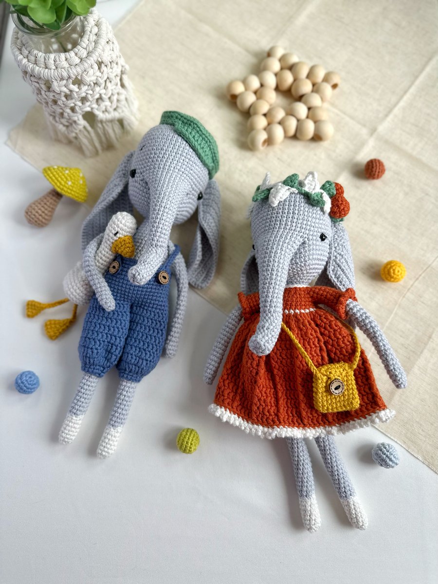 Pierre & Marie Elephant Crochet Toy