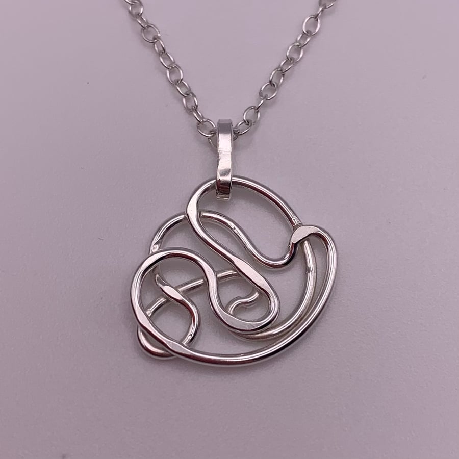 Silver Scribble pendant and chain