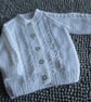 18" Patterned Baby Girls Round Neck Cardigan (White)