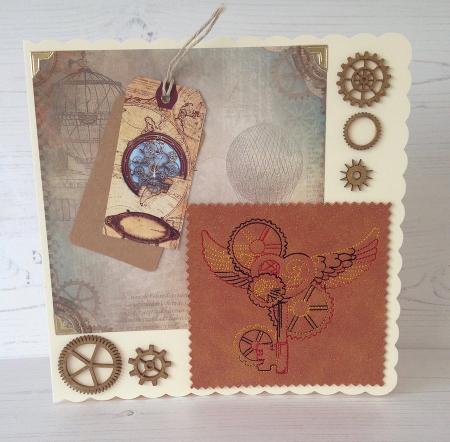 Steampunk wings card PB4