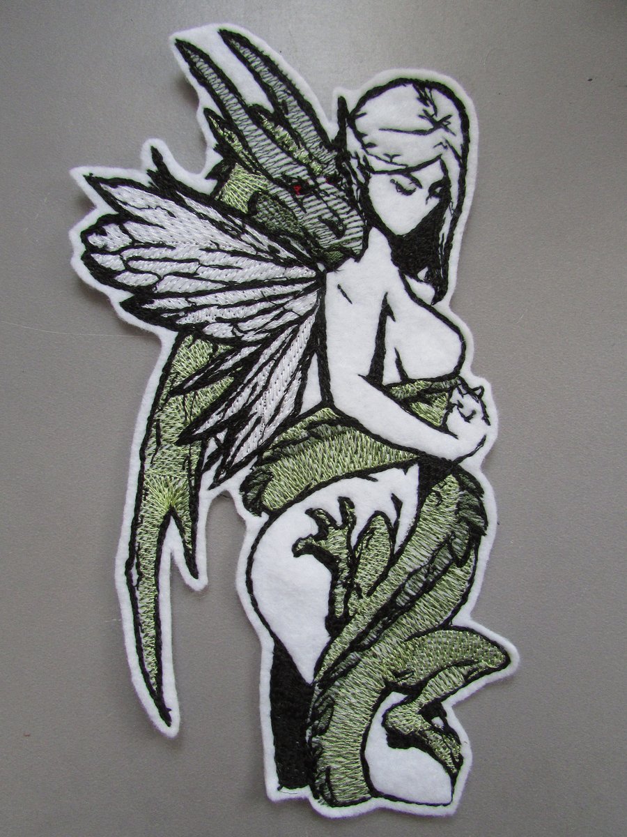 Elf and dragon Embroidered Sew on Applique Patch