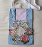 Patchwork peg bag with shoulder strap, other hanging options. Pink, blue & cream