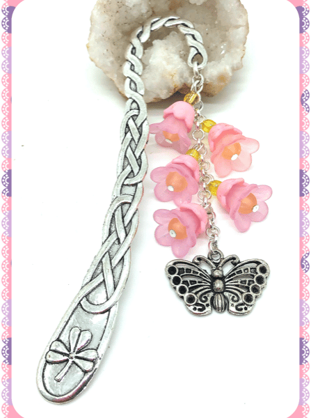 OOAK Lucite Flower butterfly bookmark