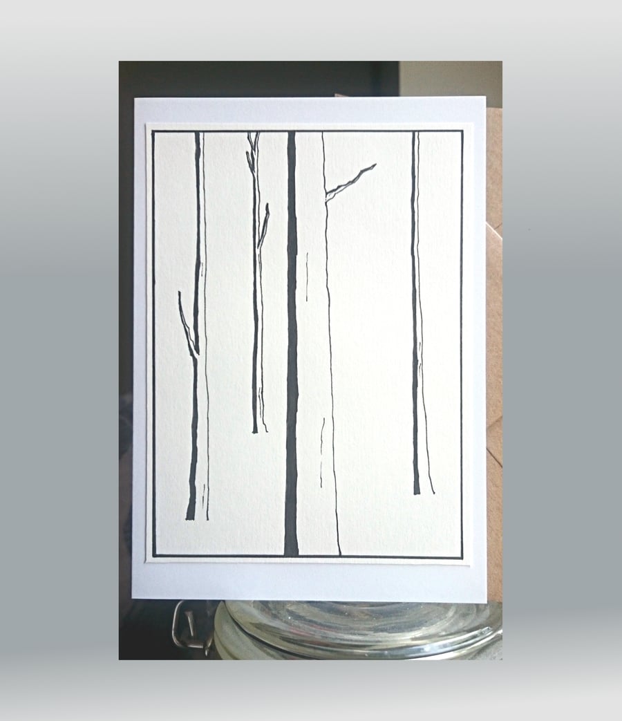 Hand drawn trees A6 greetings card