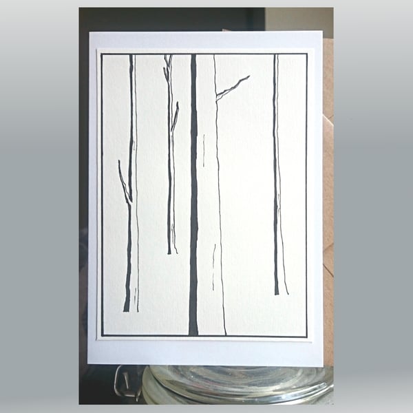 Hand drawn trees A6 greetings card