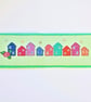Colourful row of houses cross stitch bookmark - Image 1